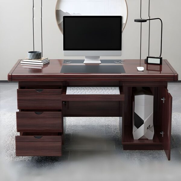 A modern 1.2-meter executive office desk in walnut finish, featuring a spacious tabletop and two drawers.