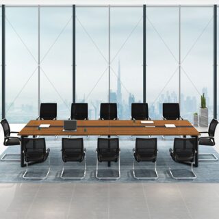 10-Seater Office Boardroom Table with a polished surface and modern design, suitable for collaborative meetings.