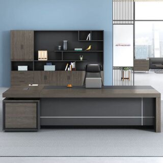 1.8-meter L-shaped executive desk with a sleek design and integrated storage, perfect for modern office environments.