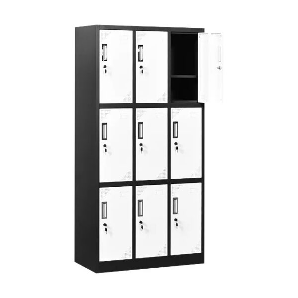 9-Locker Steel Office Storage Cabinet with nine secure compartments, modern design, and powder-coated finish.