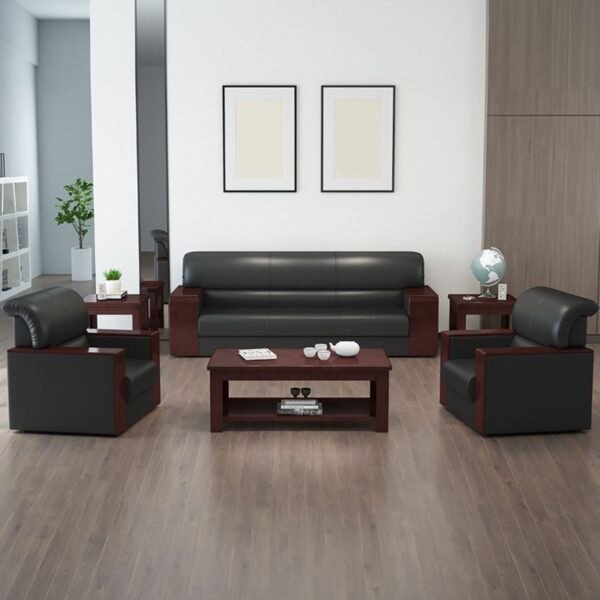 5-seater executive office sofa set featuring modern design and premium upholstery in a professional workspace.