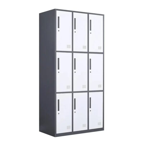 9-Locker Steel Office Storage Cabinet with nine secure compartments, modern design, and powder-coated finish.