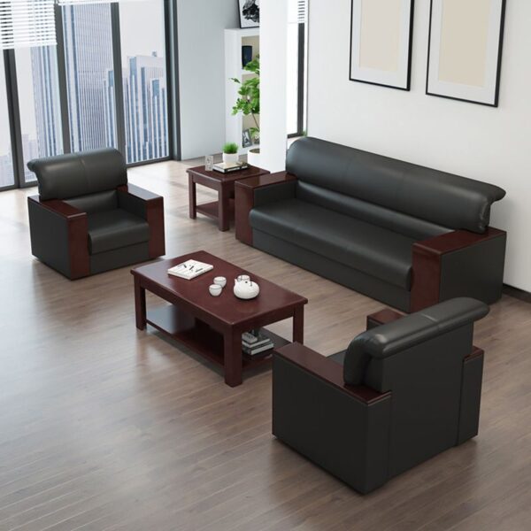 5-seater executive office sofa set featuring modern design and premium upholstery in a professional workspace.