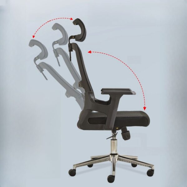 High-back ergonomic executive seat featuring adjustable lumbar support and sleek design, perfect for modern offices.