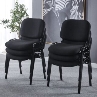 Black Tosca Visitors Office Chair with ergonomic design and padded seat, set against a modern office backdrop.