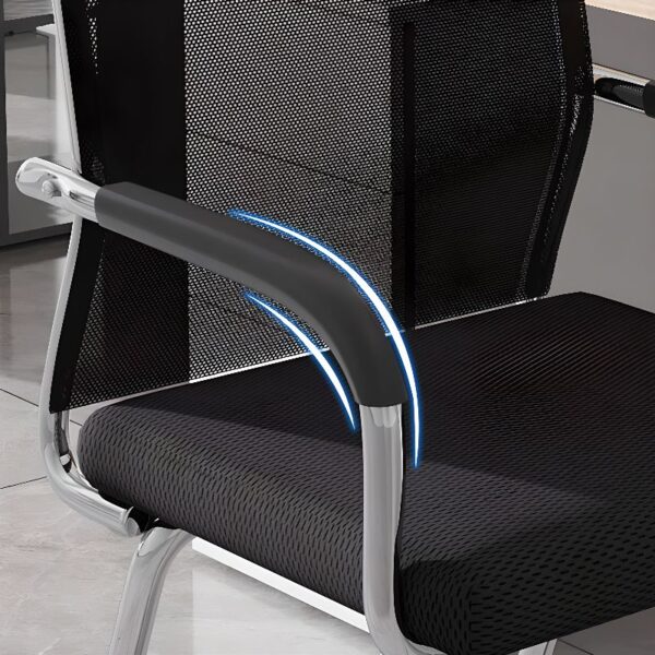 Modern mesh office visitor seat with ergonomic design and breathable backrest.