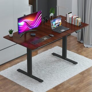 Height Adjustable Electric Desk at a modern office setting, showcasing its ergonomic design and spacious surface.