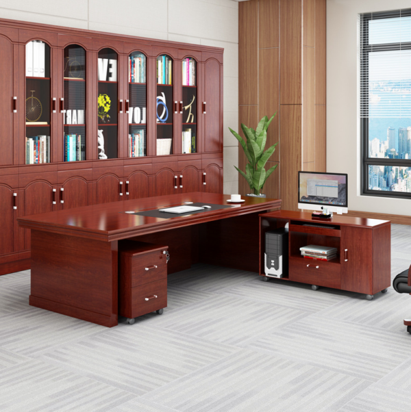 1.6 Meters Executive Mahogany Office Table, featuring a rich finish and ample surface area in a modern office setting.