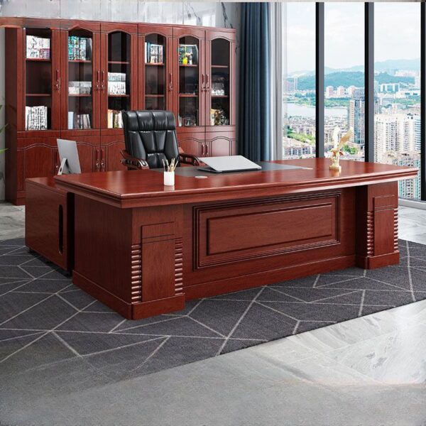 2 Meters L-shaped Modern Executive Desk with sleek wood finish and metal accents in a contemporary office setting.