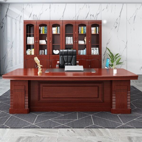 2 Meters L-shaped Modern Executive Desk with sleek wood finish and metal accents in a contemporary office setting.