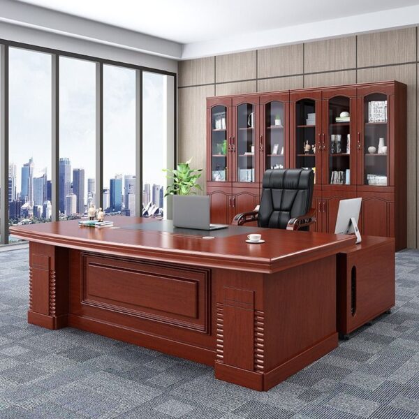 2 Meters L-shaped Modern Executive Desk with sleek wood finish and metal accents in a contemporary office setting.