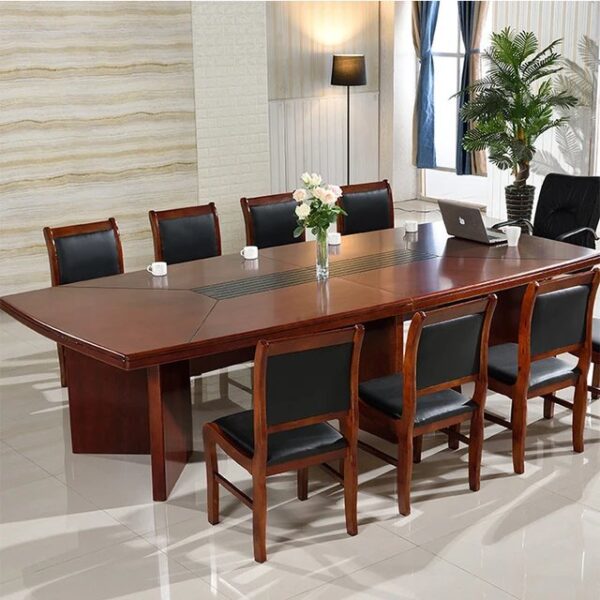 2400mm mahogany office boardroom table featuring a polished finish and elegant design.