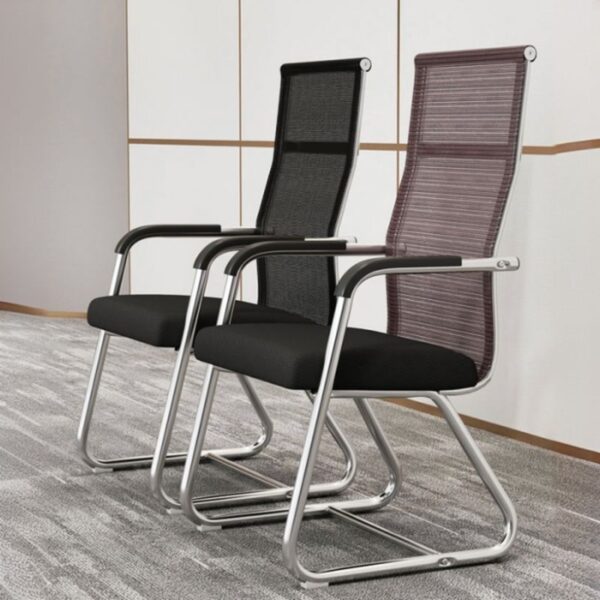 Upholstered high back office chair with modern design and ergonomic support in a stylish workspace.