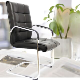 Executive Leather Office Visitor Seat with chrome frame and plush cushioning, designed for modern offices.