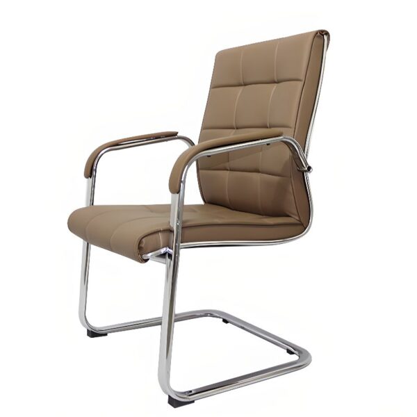 Executive Leather Office Visitor Seat with chrome frame and plush cushioning, designed for modern offices.