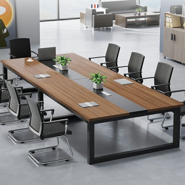 8–10-Seater Mahogany Boardroom Table in a modern office setting.