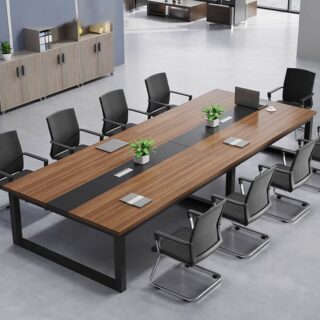 8–10-Seater Mahogany Boardroom Table in a modern office setting.