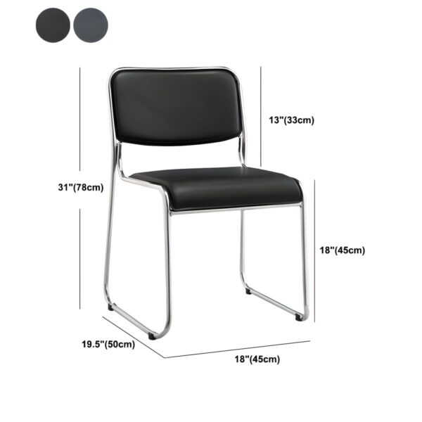 Stackable Chrome Office Guest Chair with padded seat and backrest in an office setting.