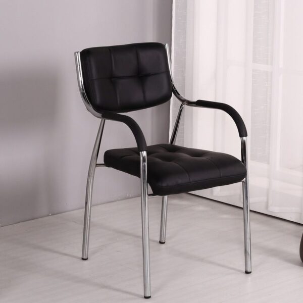 Black Leather Catalina Office Guest Chair with plush cushioning and modern design, ideal for office environments.