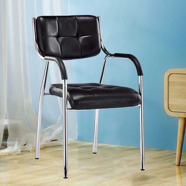 Black Leather Catalina Office Guest Chair with plush cushioning and modern design, ideal for office environments.