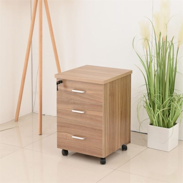 Three Drawers Mobile Storage Pedestal with sleek design and wheels for easy movement, ideal for office organization.