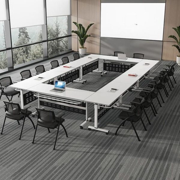 Double Pedestal Foldable Office Table with a spacious surface, designed for versatility in office settings.