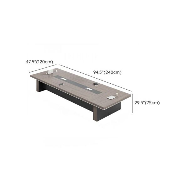 Office boardroom table designed for 14 people, featuring a sleek and modern design for corporate meetings.