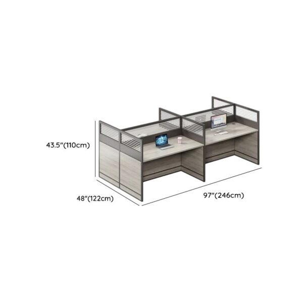 4-Way Modular Office Workstation featuring spacious desktops and integrated cable management.