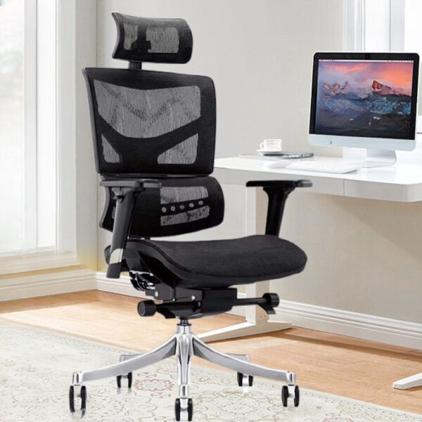 Black Managers Mesh Office Chair featuring a breathable mesh back, padded seat, and adjustable height.