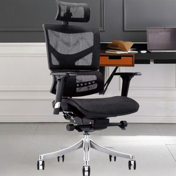 Black Managers Mesh Office Chair featuring a breathable mesh back, padded seat, and adjustable height.