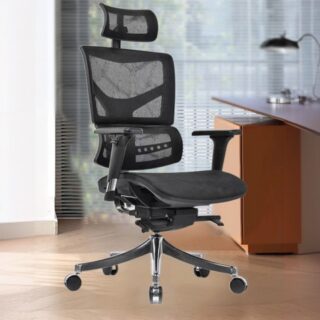 Black Managers Mesh Office Chair featuring a breathable mesh back, padded seat, and adjustable height.