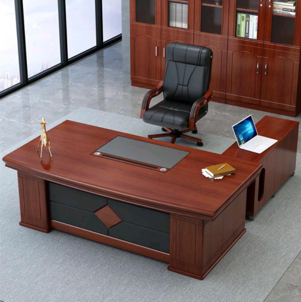 1.6 Meters Executive Mahogany Office Table, featuring a rich finish and ample surface area in a modern office setting.