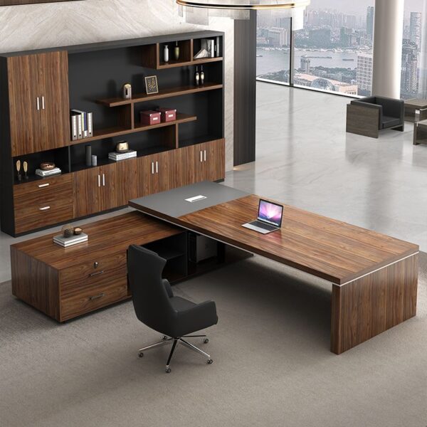 1800mm Managers Mahogany Office Desk featuring a spacious surface, elegant design, and multiple storage drawers.