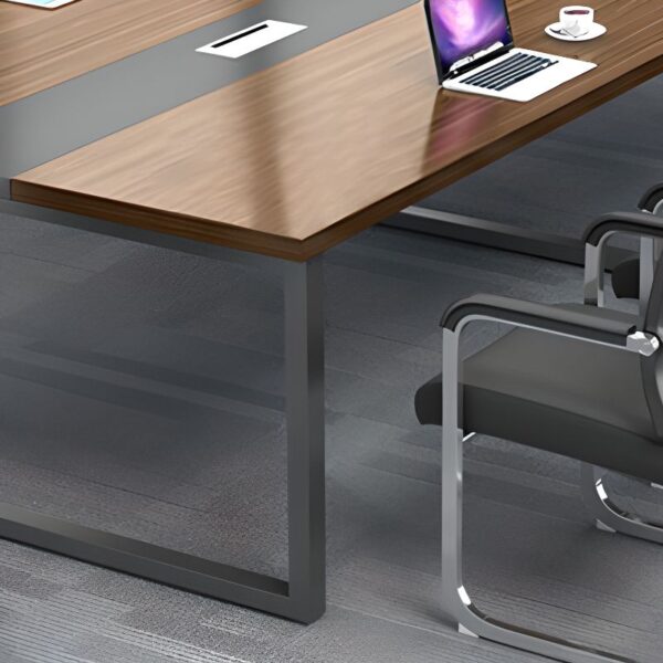 2.4-meter office boardroom table in a modern office setting, showcasing a polished wooden surface and sleek design.