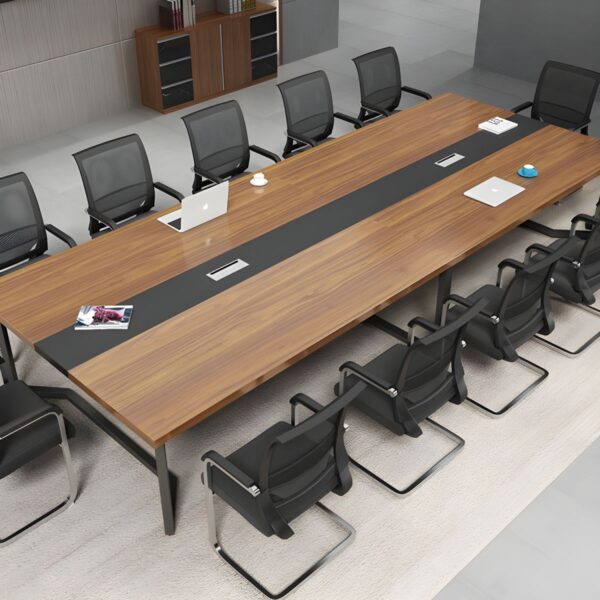 2.4 meters office boardroom table in a modern conference room setting, accommodating multiple chairs.