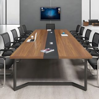 2.4 meters office boardroom table in a modern conference room setting, accommodating multiple chairs.