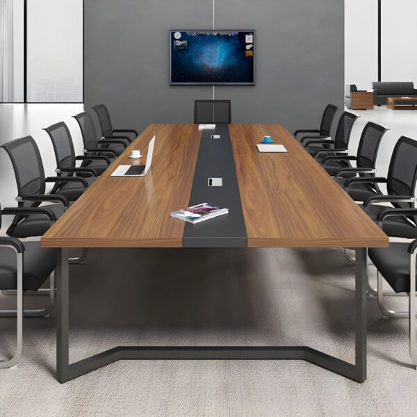 2.4 meters office boardroom table in a modern conference room setting, accommodating multiple chairs.