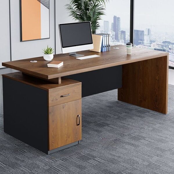 1400mm Wooden Executive Office Desk with a polished finish, spacious work surface, and built-in storage.