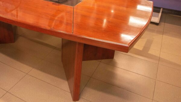 3000mm Mahogany Boardroom Table in an executive office setting, showcasing its rich finish and spacious design.