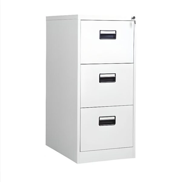 3-Drawer Steel Office Filing Cabinet with smooth gliding drawers and locking system.