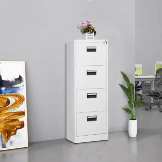 4-Drawer Steel Office Filing Cabinet featuring a modern design and secure storage for documents.