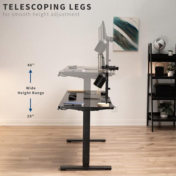 Height Adjustable Electric Desk at a modern office setting, showcasing its ergonomic design and spacious surface.