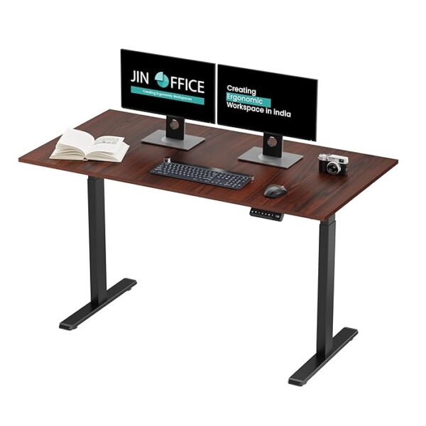 Height Adjustable Electric Desk at a modern office setting, showcasing its ergonomic design and spacious surface.