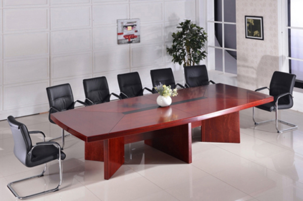 2.4-meter mahogany boardroom table in a modern conference room setting.