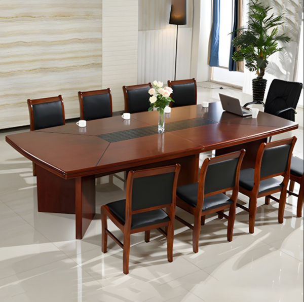 2.4-meter mahogany boardroom table in a modern conference room setting.