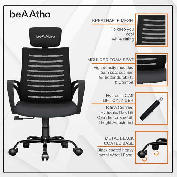 Ergonomic Mesh Computer Office Chair in a modern office setting, showcasing adjustable features and breathable mesh backrest.