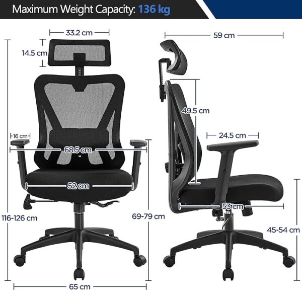 Ergonomic High-Back Executive Office Seat with adjustable features and premium upholstery, promoting comfort and support.