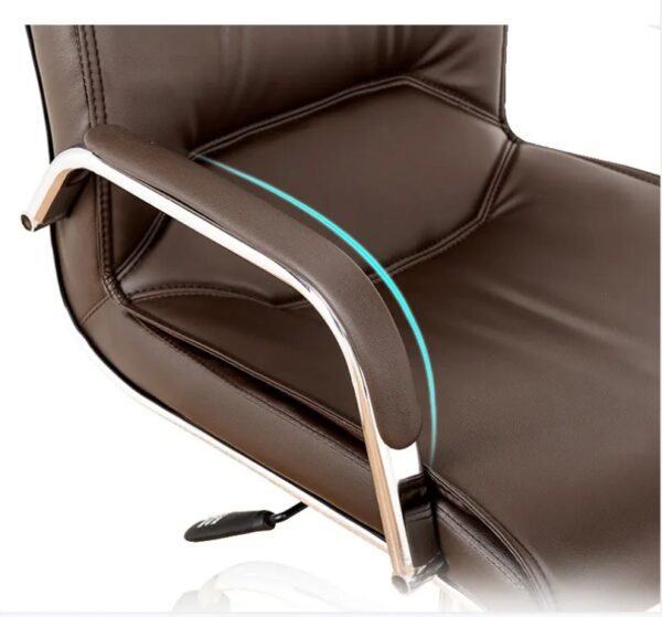 Brown Managers Leather Office Seat with ergonomic design and high backrest in a modern office environment.