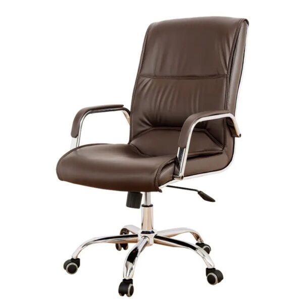 Brown Managers Leather Office Seat with ergonomic design and high backrest in a modern office environment.