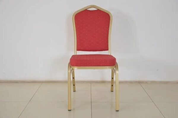 Red Banquet Conference Chair with plush padding and a sturdy frame, set in a stylish event space.